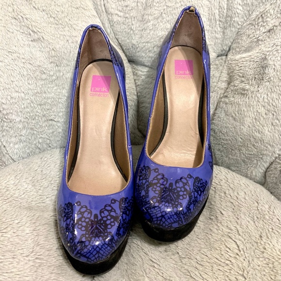 Pink Connection Shoes - Pink Connection black and purple pump heels SIZE 8